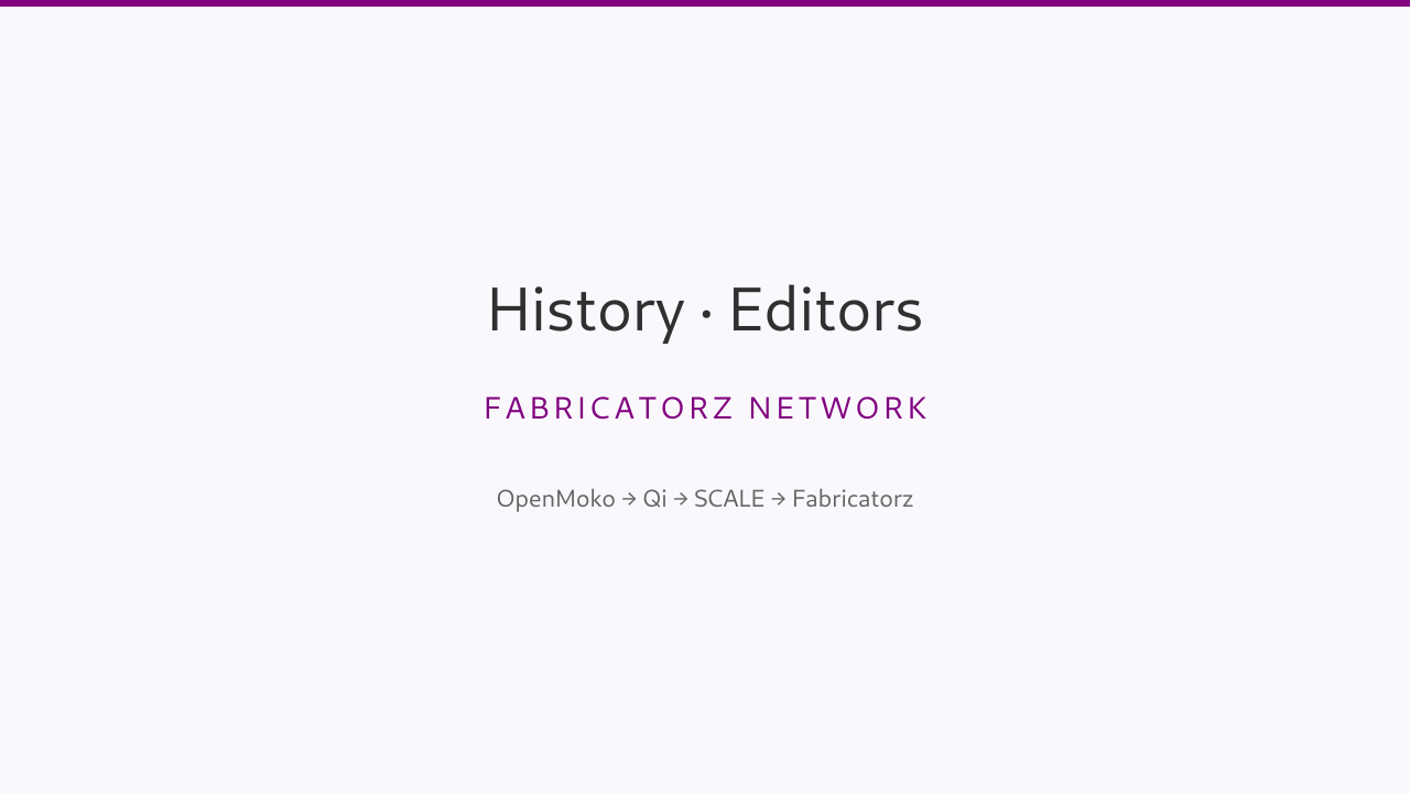 History and editors: the Fabricatorz network